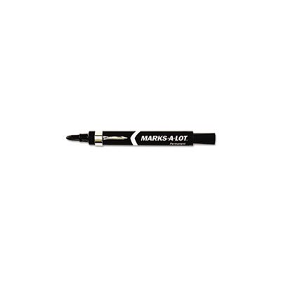 MARKER, Marks-A-Lot, LARGE, Desk-Style, Permanent, w /  Metal Clip, Bullet Tip, Black, DOZEN