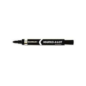 MARKER, Marks-A-Lot, LARGE, Desk-Style, Permanent, w /  Metal Clip, Bullet Tip, Black, DOZEN