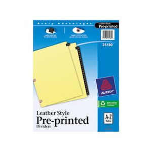 DIVIDERS, Preprinted, Black Leather Tab, w /  Copper Reinforced Holes, 25-Tab, Letter