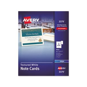 NOTE CARDS, Textured, Inkjet, 4.25" x 5.5", Uncoated White, 50 / Box w / Envelopes