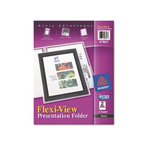 FOLDER, Flexi-View, Two-Pocket, Polypropylene, Translucent / Black, 2 / Pk