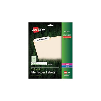 LABELS, EcoFriendly, File Folder, .66" x 3.4375", White, 750 / Pk