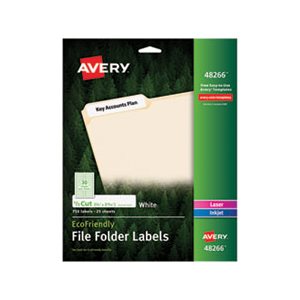 LABELS, EcoFriendly, File Folder, .66" x 3.4375", White, 750 / Pk