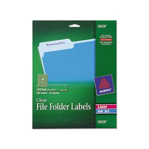 LABELS, Clear, File Folder, 1 / 3-Cut, .66" x 3.4375", 450 / Pk