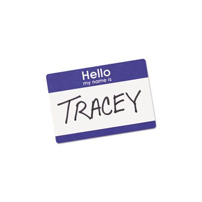 NAME BADGES, Printable, Self-Adhesive, 2.33" x 3.375", Blue "Hello", 100 / Pk