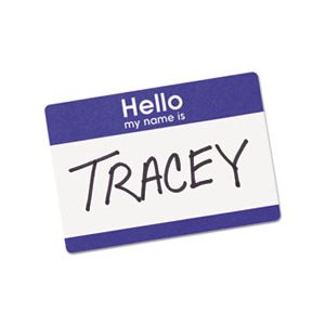 NAME BADGES, Printable, Self-Adhesive, 2.33" x 3.375", Blue "Hello", 100 / Pk