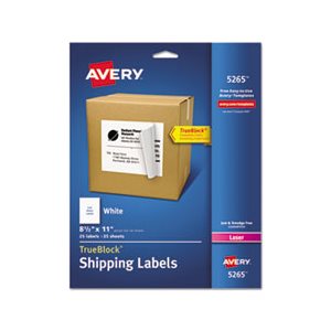 LABELS, Full-Sheet, w /  TrueBlock, Laser, 8.5" x 11", White, 25 / Pk