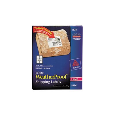 LABELS, WeatherProof, Shipping, w / TrueBlock, Laser, White, 3.33" x 4", 300 / Pk