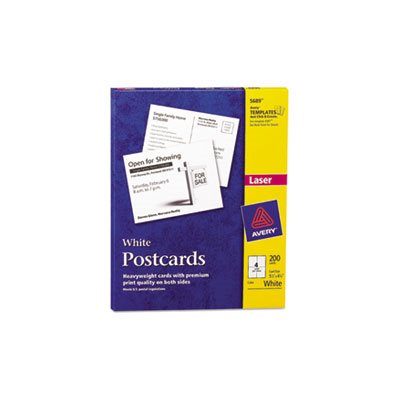 POSTCARDS, Laser, 4.25" x 5.5", Uncoated, White, 4 / Sheet, 200 / Box