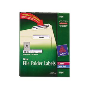 LABELS, Permanent, File Folder, W /  TrueBlock, Inkjet / Laser, Blue, 1500 / Box