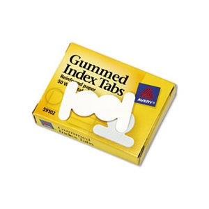 INDEX TABS, Gummed, .5", White, 50 / Pk
