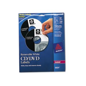 LABELS, Laser, CD, Matte White, 50 / Pk