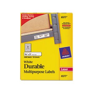 LABELS, Permanent, ID, w / TrueBlock, Laser, .625" x 3", White, 1600 / Pk