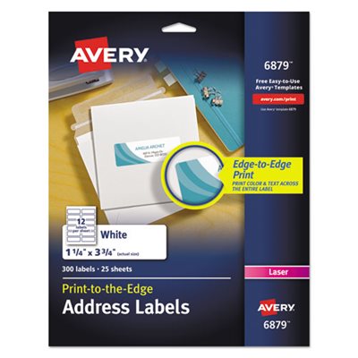 LABELS, Vibrant, Color-Printing, Address, 1.25" x 3.75", White, 300 / Pk