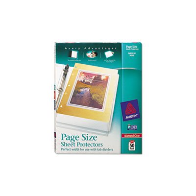 SHEET PROTECTORS, Top-Load, Poly, 3-Hole Punched, Letter, Diamond Clear, 50 / Box