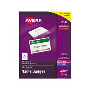 Badge Holder Kit, w / Laser / Inkjet Insert, Top Load, 2.25" x 35", White, 100 / BOX