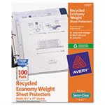 SHEET PROTECTORS, Top-Load, Recycled, Polypropylene, Semi-Clear, 100 / Box