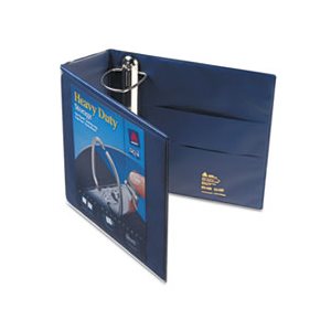 BINDER, Heavy-Duty, View, w /  Locking 1-Touch EZD Rings, 4" Capacity, Navy Blue