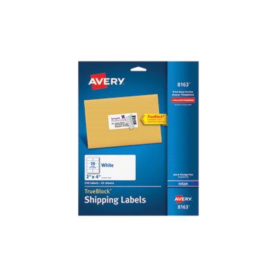 LABELS, Shipping, w /  TrueBlock, Inkjet, 2" x 4", White, 250 / Pk