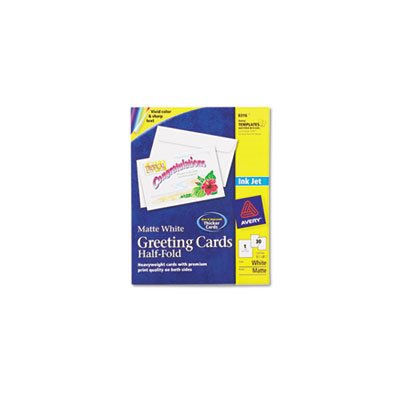 GREETING CARDS, Half-Fold, Inkjet, 5.5" x 8.5", Matte White, 30 / Box w / Envelopes