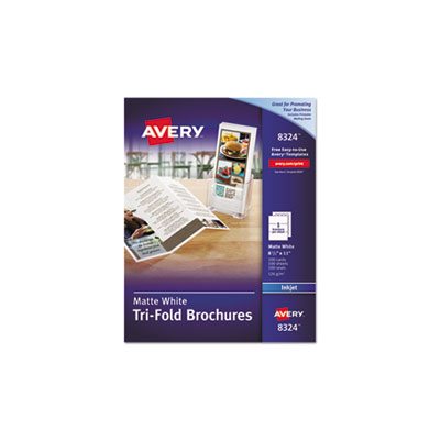 BROCHURES, Tri-Fold, Inkjet, 8.5" x 11", White, 100 Sheets / Box