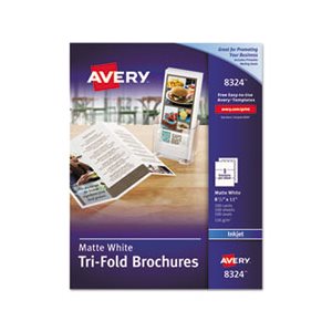 BROCHURES, Tri-Fold, Inkjet, 8.5" x 11", White, 100 Sheets / Box