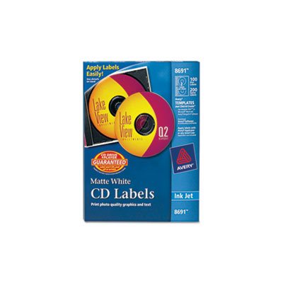 LABELS, Inkjet, CD, Matte White, 100 / Pk