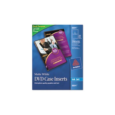 DVD Case Inserts, INKJET, Matte White, 20 / Pk