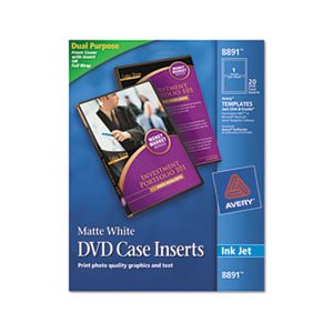 DVD Case Inserts, INKJET, Matte White, 20 / Pk