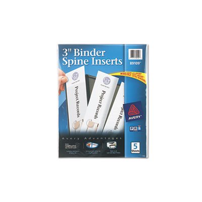 BINDER, Spine Inserts, 3" Spine Width, 3 Inserts / Sheet, 5 Sheets / Pack