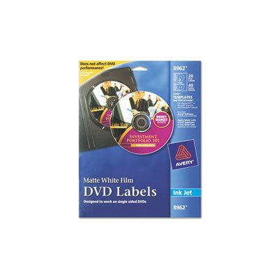 LABELS, DVD, Inkjet, Matte White, 20 / Pk