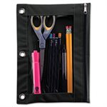 PENCIL POUCH, FOR BINDER, 10" x 7.375", Black / Clear