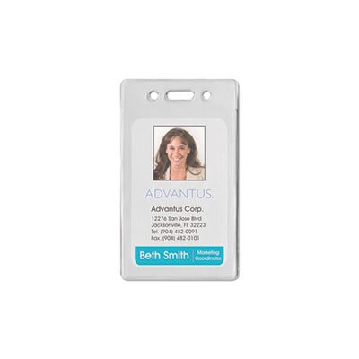 Badge Holder, PROXIMITY, ID, Vertical, 2.375"w x 3.375"h, Clear, 50 / Pk