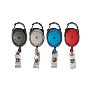 ID Card Reel, Carabiner-Style, Retractable, 30" Extension, Assorted, 20 / Pk