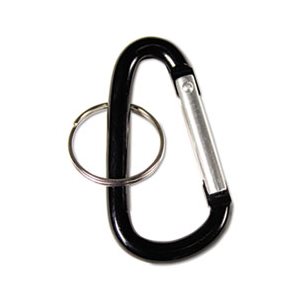 KEY CHAIN, CARABINER, Split Key Rings, Aluminum, Black, 10 / Pk