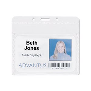 Badge Holders, PVC-Free, Horizontal, 4" x 3", Clear, 50 / Pk