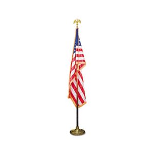 U.S. Flag, Deluxe, 3' x 5', 8' Oak Staff, 2" Gold Fringe, 7" Goldtone Eagle