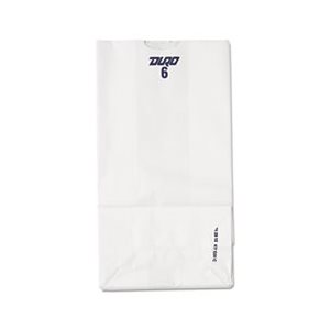 BAG, #6 Paper Grocery, 35lb, White, Standard, 6" x 3.625" x 11.0625", 500 bags