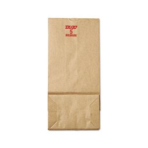 BAG, #5 Paper Grocery, 50lb, Kraft, Extra-Heavy-Duty, 5.25" x 3.4375" x 10.9375", 500 bags