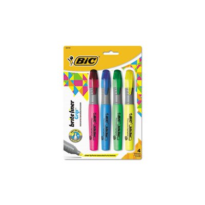 HIGHLIGHTER, Brite Liner,GRIP, Chisel Tip, Assorted Colors, 4 / Set