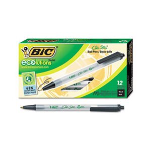 PEN, BALLPOINT, RETRACTABLE, Ecolutions, Clic Stic, Black, 1mm, Medium, Dozen