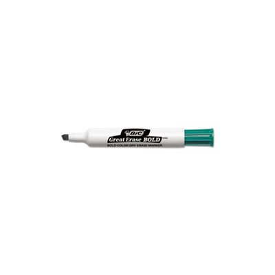 MARKER, DRY ERASE, Great Erase, Bold, Tank-Style, Chisel Tip, Green, Dozen