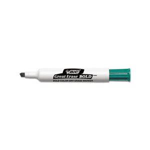 MARKER, DRY ERASE, Great Erase, Bold, Tank-Style, Chisel Tip, Green, Dozen