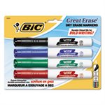 MARKER, DRY ERASE, Great Erase, Grip, Chisel Tip, Assorted, 4 / Set