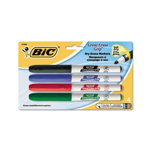 MARKER, DRY ERASE, Great Erase, Grip, Fine Point, Assorted, 4 / Set