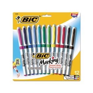 MARKER, PERMANENT, Marking, Ultra-Fine Tip, Assorted, Dozen