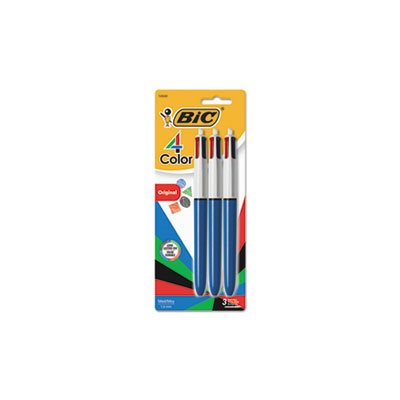 PEN, Retractable, Ballpoint, 4-Color,  Assorted Ink, 1mm, Medium, 3 / Pack