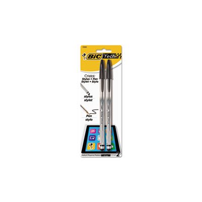 PEN, Cristal, 2-in-1 Stylus & Ballpoint, Black Ink, 1.0mm, Medium, 2 / Pack