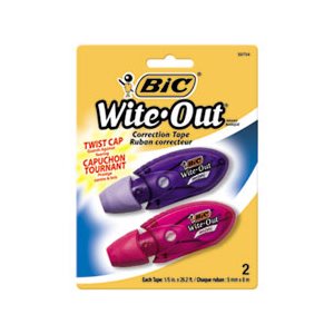 CORRECTION TAPE, Wite-Out, Mini, Twist, Non-Refillable, .2" x 314", 2 / Pk