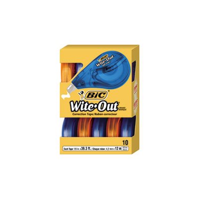 CORRECTION TAPE, Wite-Out, EZ Correct, Non-Refillable, .167" x 472", 10 / Box